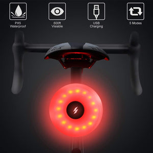 AutoWT Luces Traseras de Bicicleta, Luz recargable y ultra brillante para bicicletas, con luz de cola, hasta 56 horas Runtime IPX5 de larga duración Ciclismo de seguridad Lámpara de linterna trasera para bicicletas de carretera Cascos Mochilas