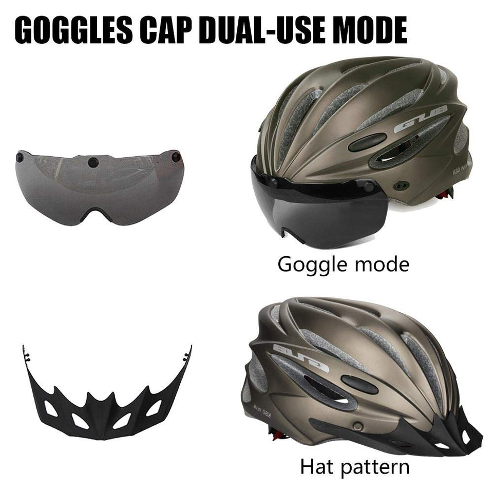 Casco de bicicleta con anteojos magnéticos extraíbles, visera para bicicleta de montaña y de carretera, cascos de ciclismo ajustables para adultos, hombres, mujeres y jóvenes, para ciclismo, montaña/carretera