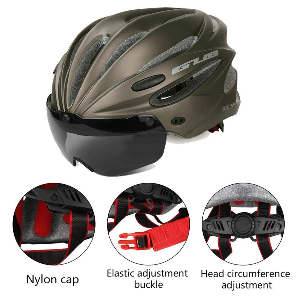 Casco de bicicleta con anteojos magnéticos extraíbles, visera para bicicleta de montaña y de carretera, cascos de ciclismo ajustables para adultos, hombres, mujeres y jóvenes, para ciclismo, montaña/carretera