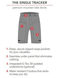 Urban Cycling Apparel The Single Tracker - Bolsillos Cortos para Bicicleta de montaña MTB con Cierre, Forro Interior
