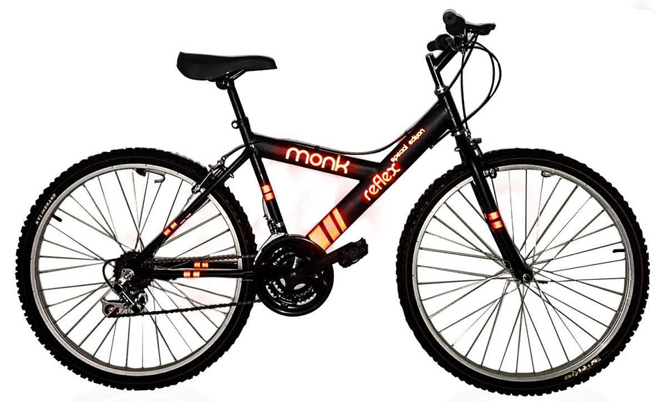Monk Bicicleta ECONÓMICA DE MONTAÑA con PROPIEDADES REFLEJANTES STARBIKE RODADA 26 18 VELOCIDADES (Negra)