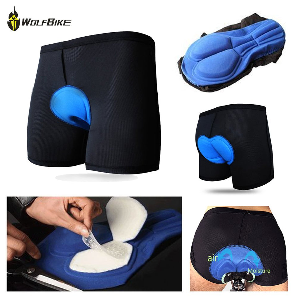 Wolfbike - Pantalones Cortos de compresión para Hombre, Acolchados, de Gel, 3D, para Ciclismo
