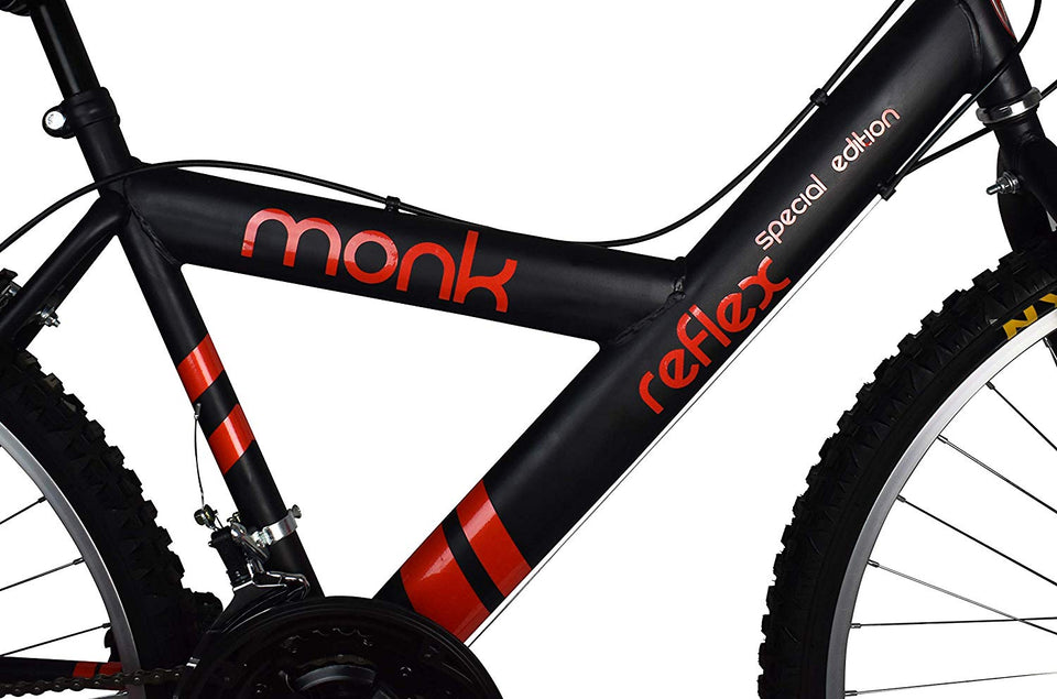 Monk Bicicleta ECONÓMICA DE MONTAÑA con PROPIEDADES REFLEJANTES STARBIKE RODADA 26 18 VELOCIDADES (Negra)